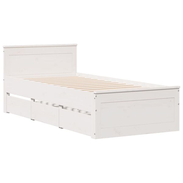 vidaXL Cama con cabecero sin colch&oacute;n madera maciza blanca 90x200 cm