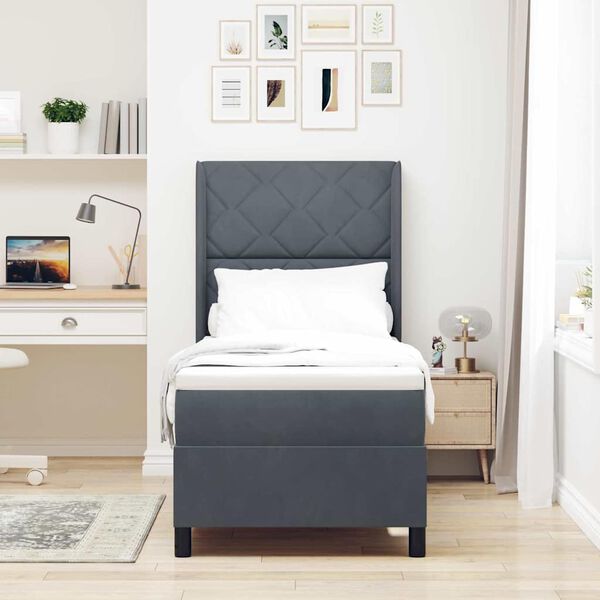 vidaXL Cama tipo Box Spring Gris oscuro 80 x 200 cm Terciopelo