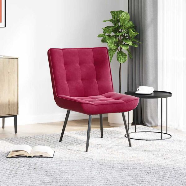 vidaXL Sill&oacute;n de relax terciopelo rojo vino 64x74x84 cm