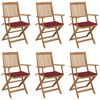 vidaXL Sillas de jard&iacute;n plegables 6 uds y cojines madera maciza acacia