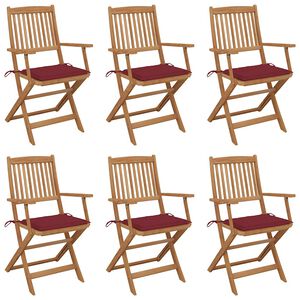 vidaXL Sillas de jard&iacute;n plegables 6 uds y cojines madera maciza acacia