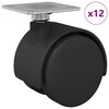 vidaXL Rueda giratoria 12 pcs Negro 39,5 x 39,5 x 37,8 mm Hierro y PP