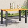vidaXL Mesa de jardín ratán sintético madera acacia negro 70x38x42 cm