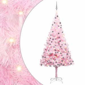 vidaXL &Aacute;rbol de Navidad preiluminado con luces y bolas rosa 210 cm
