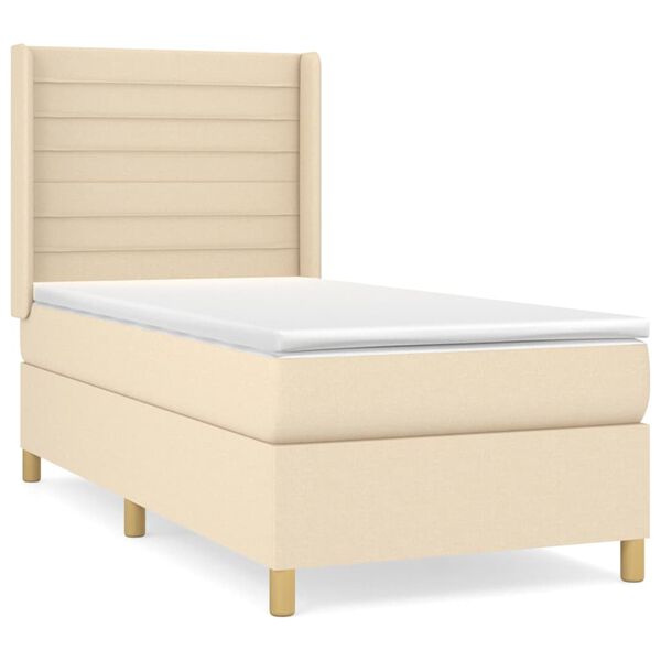 vidaXL Cama box spring con colch&oacute;n tela color crema 80x200 cm