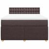vidaXL Cama box spring con colch&oacute;n tela marr&oacute;n oscuro 140x190 cm