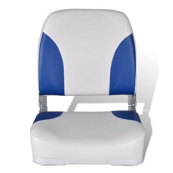 vidaXL 2x Asiento barco respaldo plegable cojín azul blanco 41x36x48cm