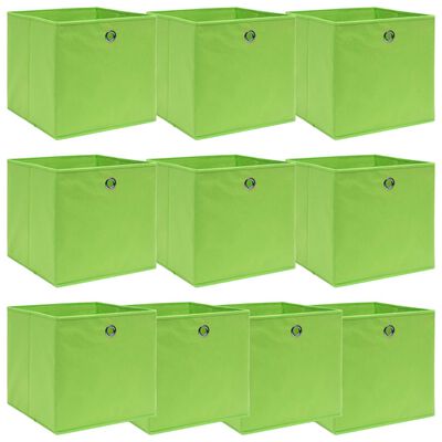 vidaXL Cajas de almacenaje 10 uds tela verde 32x32x32 cm