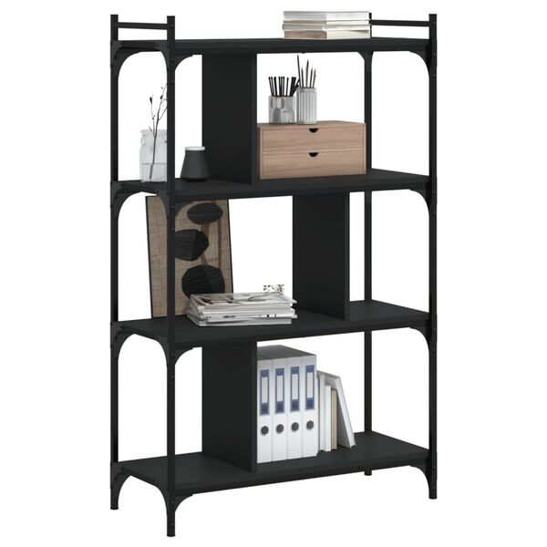 vidaXL Librer&iacute;a de 4 estantes madera de ingenier&iacute;a negra 76x32x123 cm