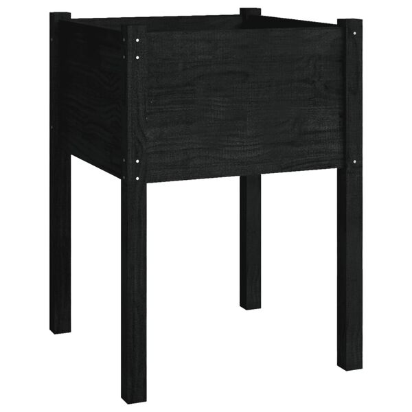 vidaXL Jardineras 2 uds madera maciza de pino negro 50x50x70 cm