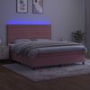 vidaXL Cama box spring colch&oacute;n y LED terciopelo rosa 160x200 cm