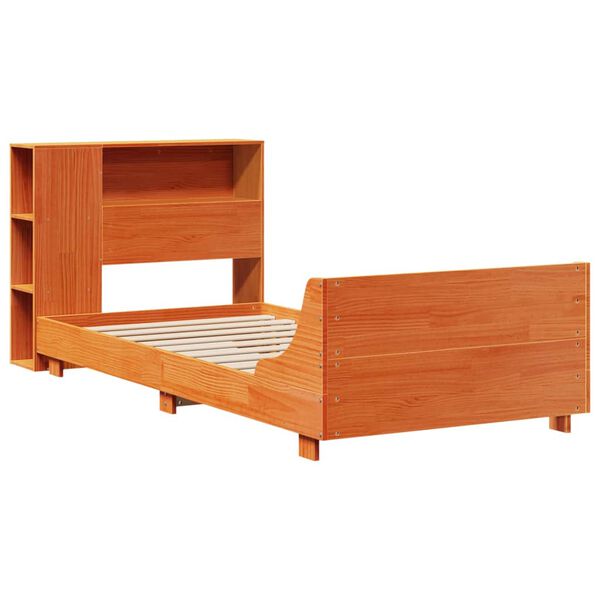 vidaXL Estructura de cama sin colch&oacute;n madera maciza marr&oacute;n 75x190 cm