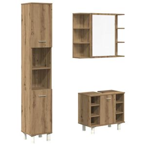 vidaXL Juego de muebles ba&ntilde;o 3 piezas madera ingenier&iacute;a roble artisan