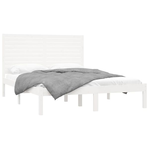 vidaXL Estructura de cama de madera maciza de pino blanca 160x200 cm