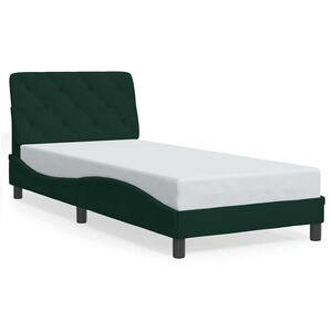 vidaXL Estructura de cama sin colch&oacute;n terciopelo verde oscuro 80x200cm