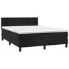 vidaXL Cama box spring colch&oacute;n y LED terciopelo negro 140x190 cm