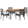 vidaXL Set de muebles jard&iacute;n 5 pzas con cojines rat&aacute;n sint&eacute;tico negro