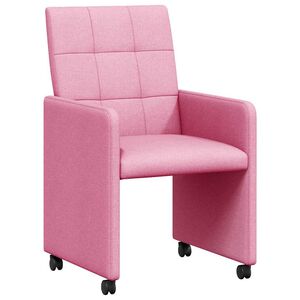 vidaXL Sillas de Comedor con Ruedas 2 uds. tela Rosa 58 x 65 x 94 cm