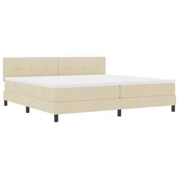 vidaXL Cama box spring con colch&oacute;n con colch&oacute;n Crema 200 x 200 cm tela