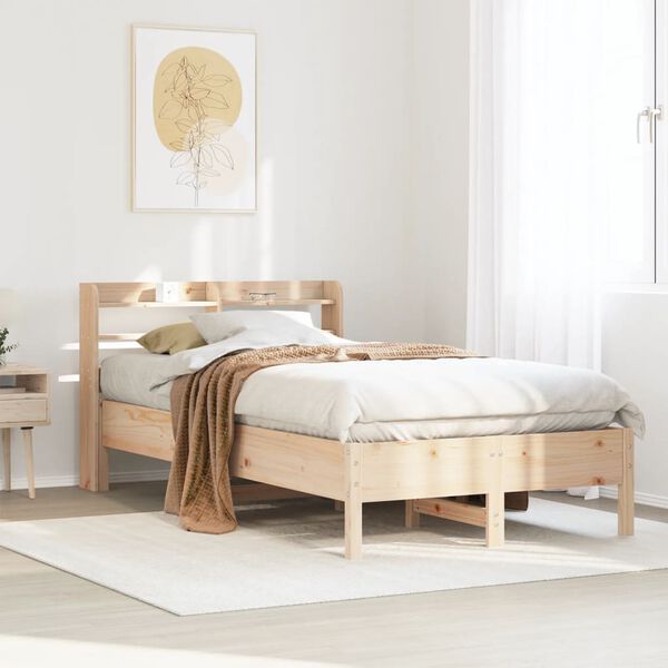 vidaXL Estructura de cama sin colch&oacute;n madera de pino maciza 120x200 cm