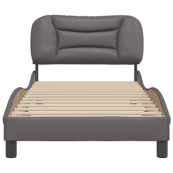 vidaXL Estructura de cama sin colch&oacute;n Hvar cuero sint&eacute;tico gris 90x190 cm