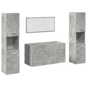 vidaXL Juego muebles de ba&ntilde;o 4 pzas madera contrachapada gris hormig&oacute;n