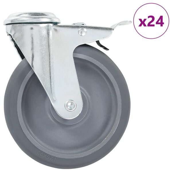 vidaXL Ruedas giratorias con agujero pasador 24 unidades 125 mm