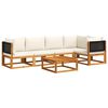 vidaXL Conjunto de sof&aacute; de jard&iacute;n de 6 piezas con cojines de madera de acacia y rat&aacute;n