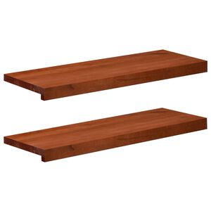 vidaXL Alfeizares 2 uds. Marr&oacute;n 80 x 30 x 2 cm Madera de Haya S&oacute;lida