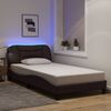 vidaXL Estructura de cama con LED sin colch&oacute;n Hvar marr&oacute;n oscuro 100x200 cm
