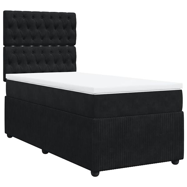 vidaXL Cama box spring con colch&oacute;n cuero sint&eacute;tico negro 90x190 cm