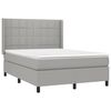 vidaXL Cama box spring colch&oacute;n y luces LED tela gris claro 140x190 cm
