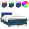 vidaXL Cama box spring con colch&oacute;n y LED terciopelo azul oscuro 120x210 cm