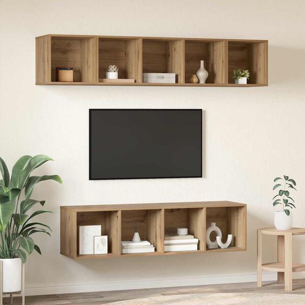vidaXL Conjunto de mueble de TV 4 pcs Roble artesanal