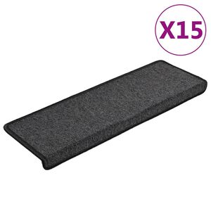 vidaXL Felpudos para escaleras 15 unidades 65x21x4 cm antracita borde rectangular