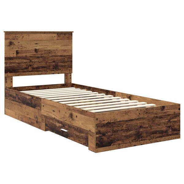 vidaXL Estructura de cama con cabecera Madera vieja 90 x 200 cm