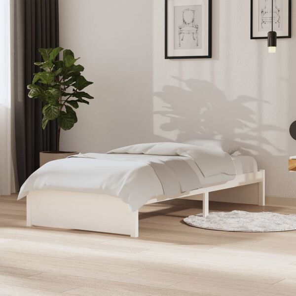vidaXL Estructura cama individual sin colch&oacute;n madera blanco 90x190 cm