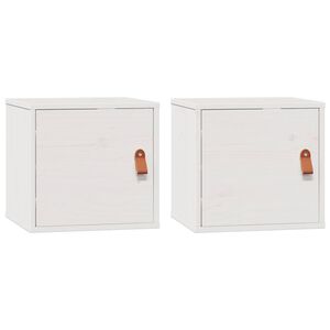 vidaXL Armarios de pared 2 uds madera maciza pino blanco 31,5x30x30 cm
