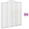 vidaXL Cestas de gaviones 6 uds forma de arco hierro 200x30x220/240 cm