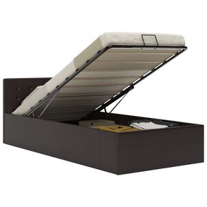 vidaXL Cama canap&eacute; hidr&aacute;ulica cuero sint&eacute;tico gris 90x200 cm
