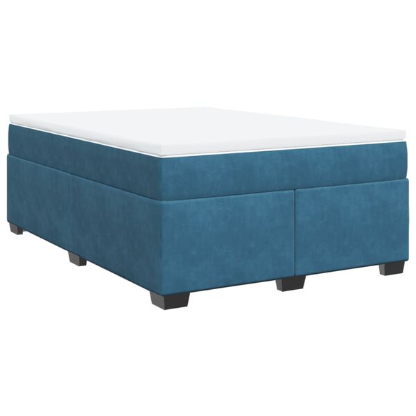 vidaXL Cama box spring con colchón terciopelo azul oscuro 140x200 cm