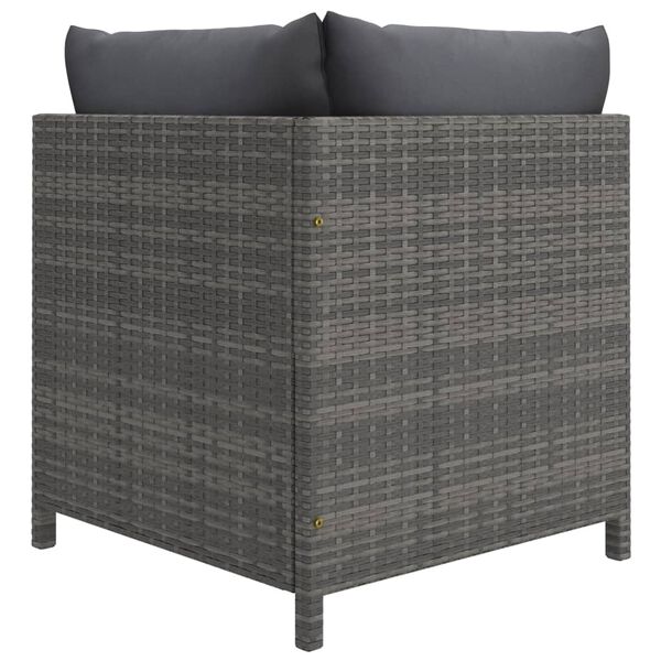 vidaXL Set de muebles de jard&iacute;n 7 pzas y cojines rat&aacute;n sint&eacute;tico gris