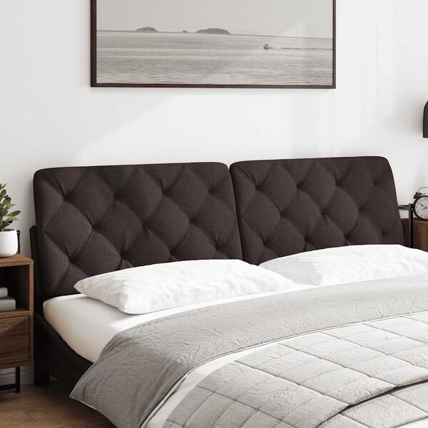 vidaXL Cabecero de cama acolchado tela marr&oacute;n oscuro 180 cm