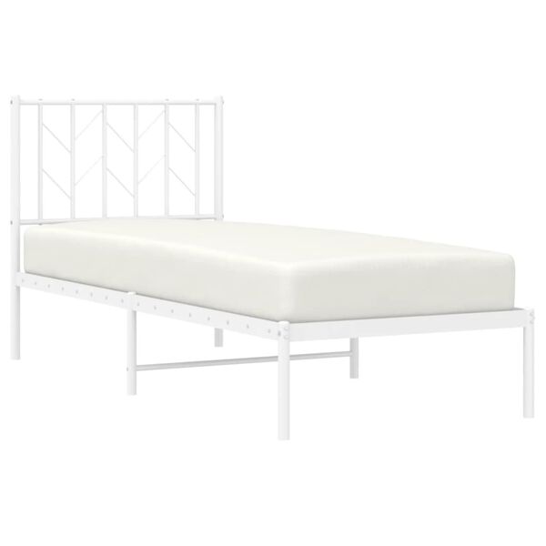 vidaXL Estructura cama sin colch&oacute;n con cabecero metal blanco 75x190 cm
