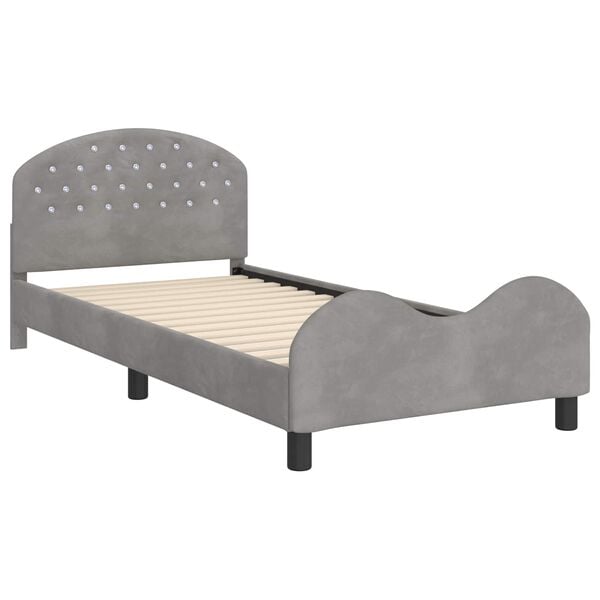 vidaXL Cama para niños con cabecero Gris Claro 80 x 200 cm Terciopelo