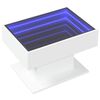 vidaXL Mesa de centro con luz LED madera ingenier&iacute;a blanca 70x50x45 cm