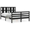 vidaXL Estructura cama de matrimonio con cabecero madera maciza negra