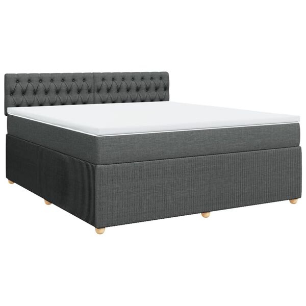 vidaXL Cama box spring con colch&oacute;n tela gris oscuro 180x200 cm