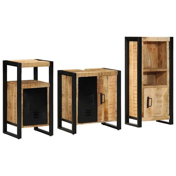vidaXL Juego de muebles de ba&ntilde;o con caj&oacute;n 3 pcs Madera de mango maciza
