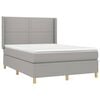 vidaXL Cama box spring colch&oacute;n y luces LED tela gris claro 140x200 cm